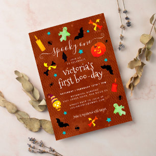 Scary Spooky Little Boo Halloween Birthday Invitation