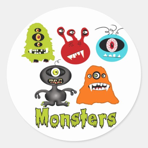 Scary Spooky Monsters Aliens Creatures Classic Round Sticker