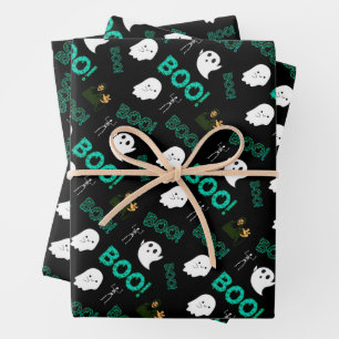SCARY SPOOKY SEAMLESS HALLOWEEN PATTERN WRAPPING PAPER SHEETS