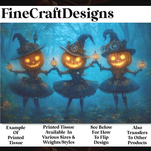 Scary Steampunk Tutu Pumpkin Girls  AB9 Decoupage Tissue Paper (Creator Uploaded)