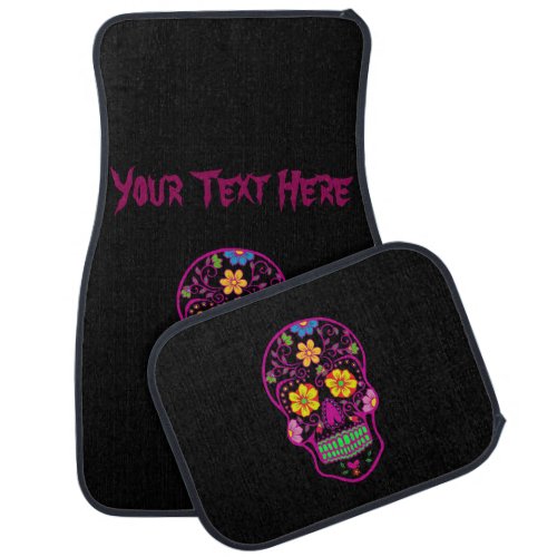 Scary Sugar Skull Car Floor Mat