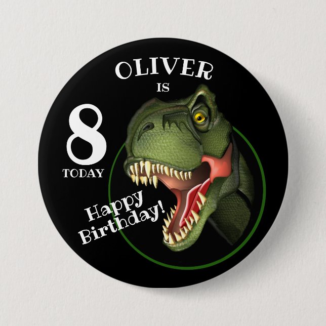 Scary T-Rex Dinosaur Kids Age Button (Front)