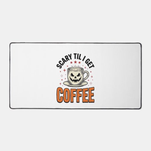 Scary Til Coffee Vintage Halloween Coffee Shirt_1 Desk Mat
