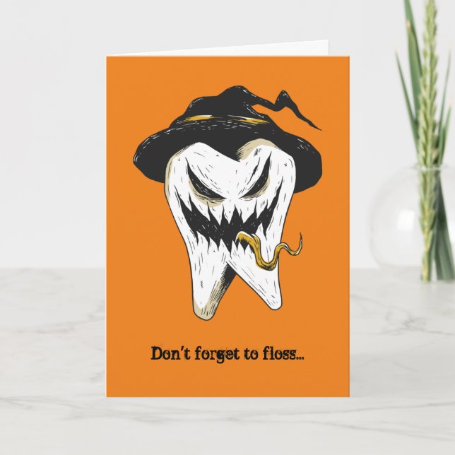Scary Tooth Dentist Halloween Card (Front)