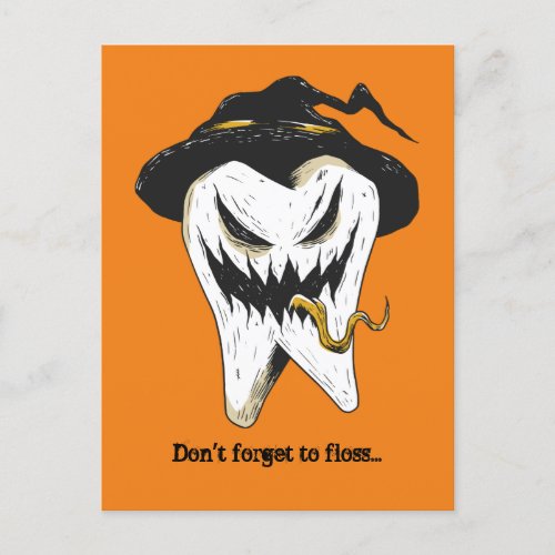 Scary Tooth Dentist Halloween Postcard