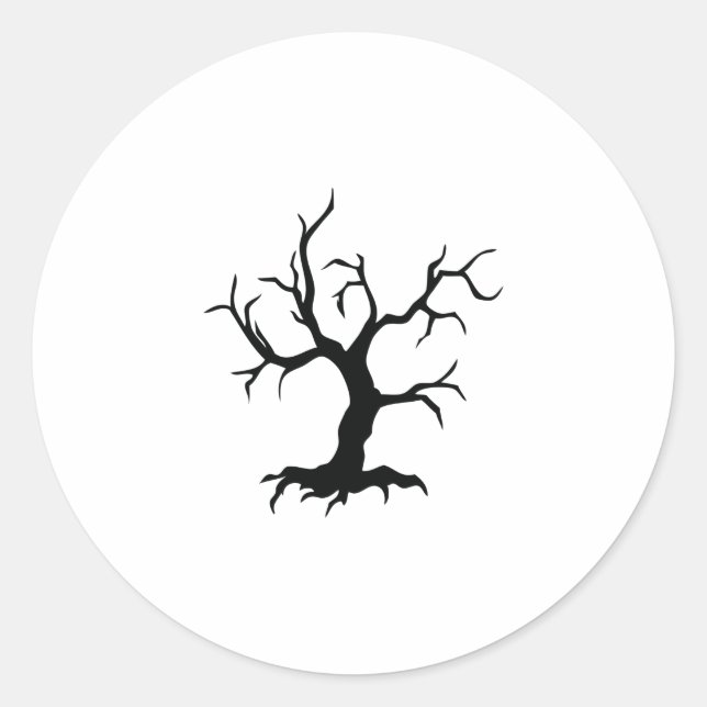 scary tree classic round sticker (Front)