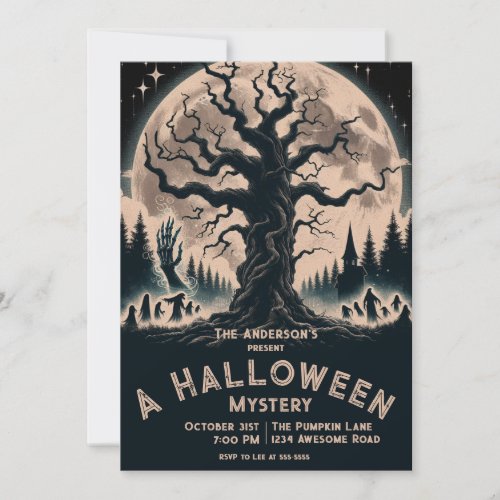 Scary Tree Halloween Ghosts Invitation