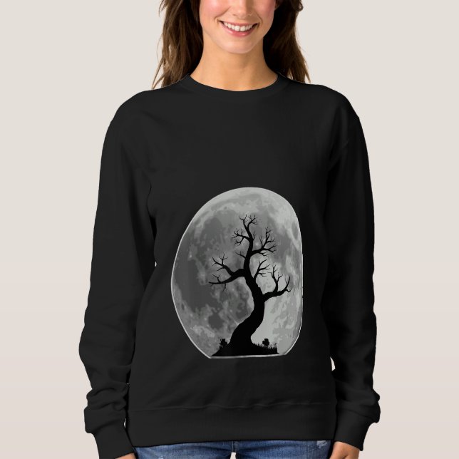 Scary tree in the Moon Halloween Costumes Sweatshirt (Front)
