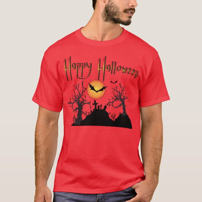Scary Trees Happy Halloween T-Shirt (Front)