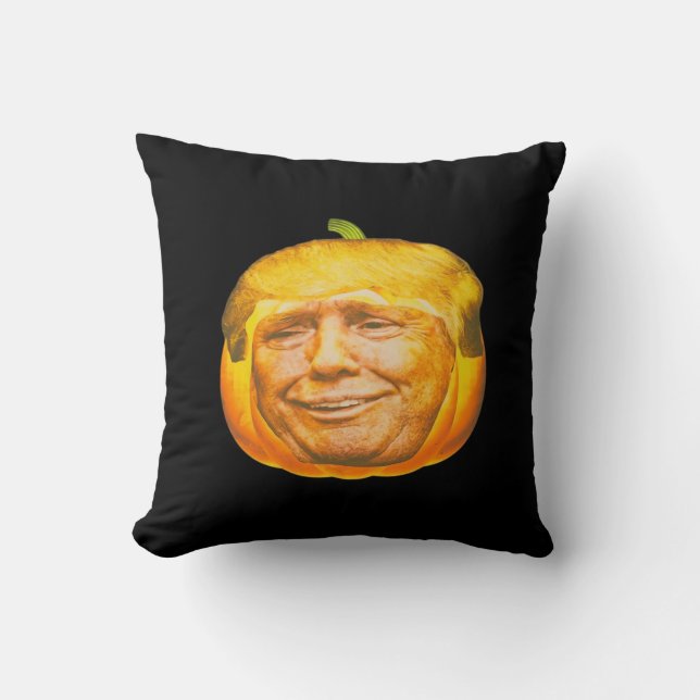 Scary Trumpkin Pumpkin Halloween Party Design Throw Pillow (Front)