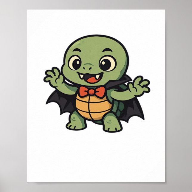 Scary turtle vampire Halloween Oversized T-Shirt Poster (Front)