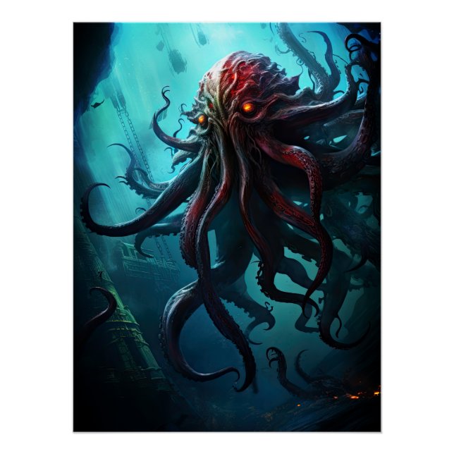 Scary Under the Sea Monsters Creatures  Poster (Front)
