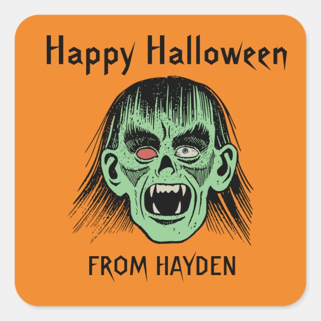 SCARY VAMPIRE CUSTOM HAPPY HALLOWEEN STICKER (Front)