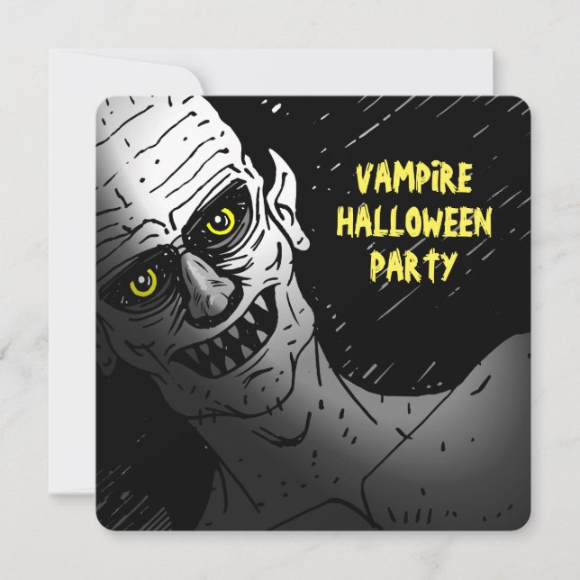 Scary Vampire Halloween Party Invitation (Front)