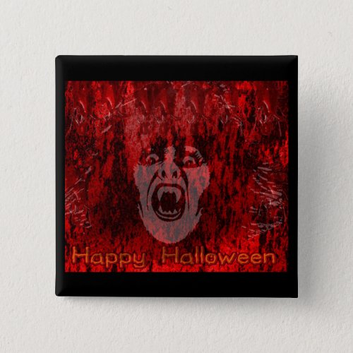 Scary Vampire Lady in Blood Button