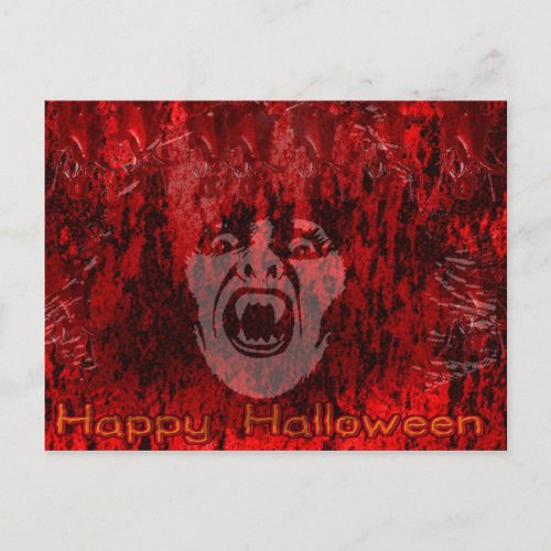 Scary Vampire Lady in Blood Postcard