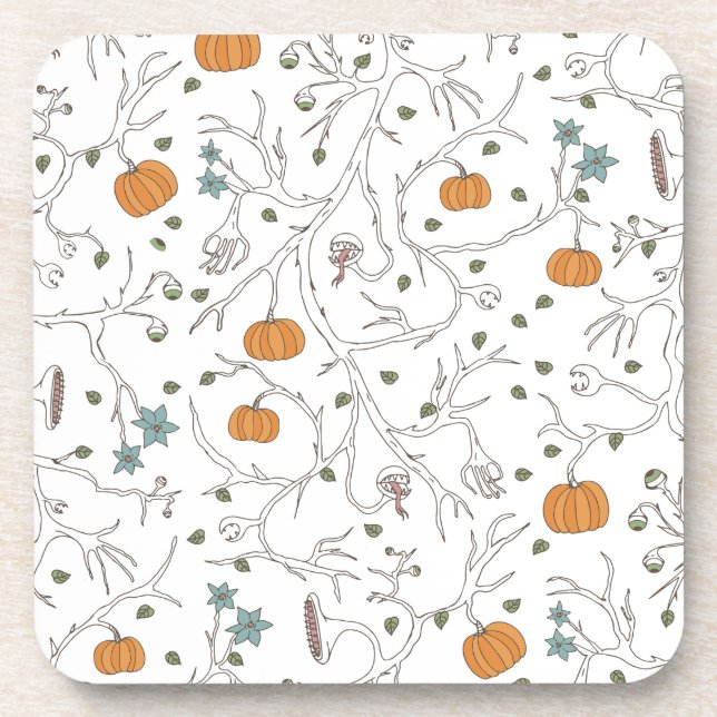 Scary vine pattern for Halloween Beverage Coaster (Front)
