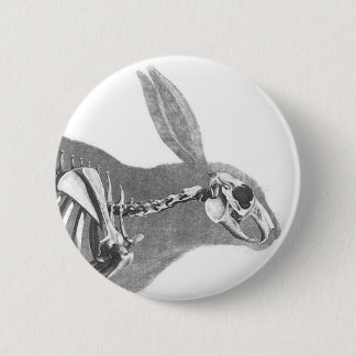 Scary vintage bunny skeleton button