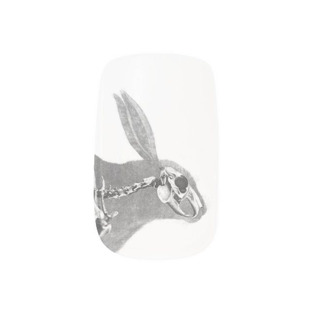 Scary vintage bunny skeleton minx nail art (Left Thumb)