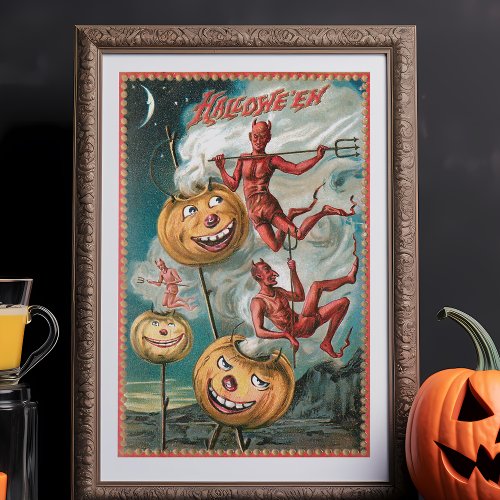 Scary Vintage Halloween Devils and Jack_O_Lanterns Tissue Paper
