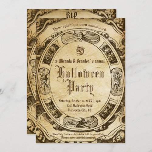 Scary Vintage Victorian Gothic Spooky Halloween Invitation