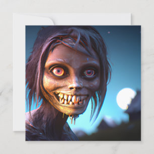 Scary Walking Zombie Halloween Card