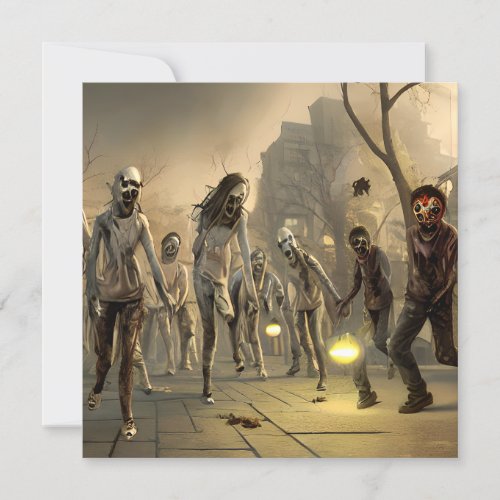 Scary Walking Zombie Halloween Card