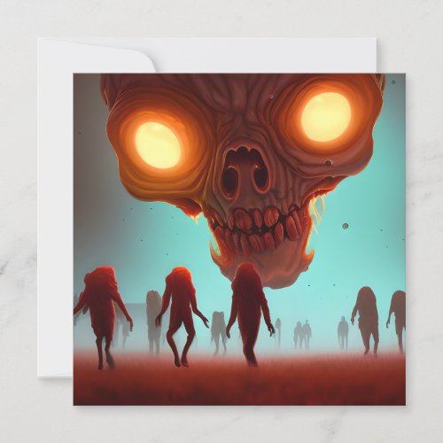 Scary Walking Zombie Halloween Card