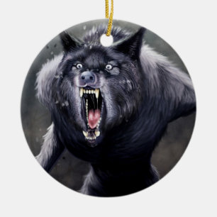 scary werewolf ceramic ornament