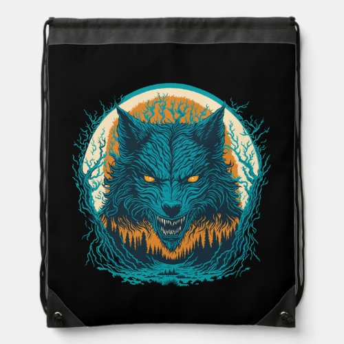 Scary Werewolf Drawstring Bag