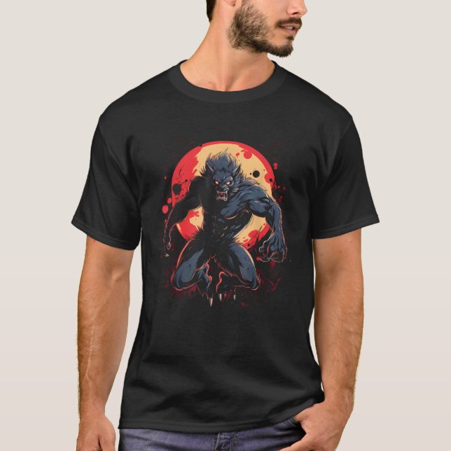Scary Werewolf Full Moon Halloween Costume Horror  T-Shirt (Front)