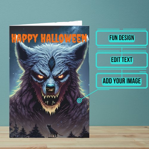 Scary Werewolf Halloween Party Card