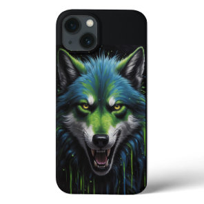 Scary Werewolf  hues neon green iPhone 13 Case
