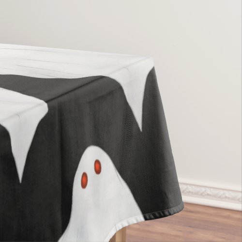 Scary White Halloween Ghosts Watercolor Pattern Tablecloth