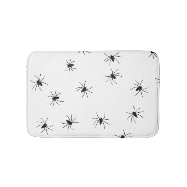 Scary White with Black Spiders Halloween Bathroom Mat (Front)