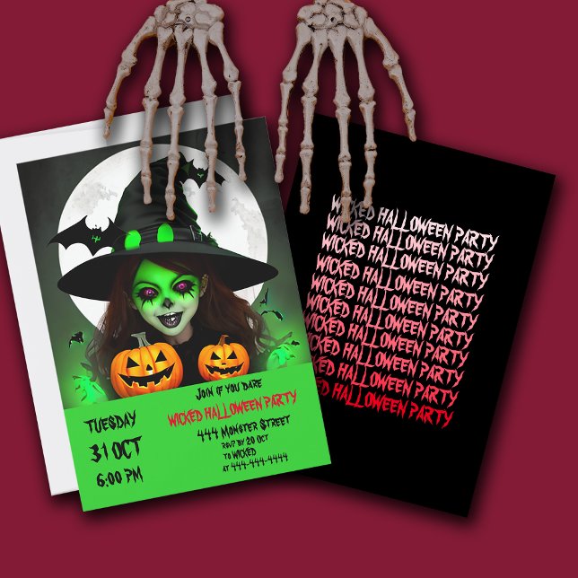 Scary Wicked Witch Halloween Party Invitation  (Creator Uploaded)