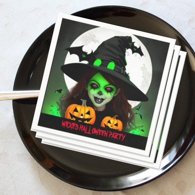 Scary Wicked Witch Halloween Party Napkins (Creator Uploaded)