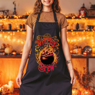 Scary Witch Brew Food Vintage Halloween Look Apron