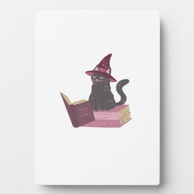 Scary Witch Cat Reading Design, Booktok Trendy Ove Plaque (Front)