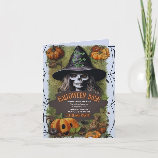 Scary Witch Halloween Bash Costume Party Invitation (Front)