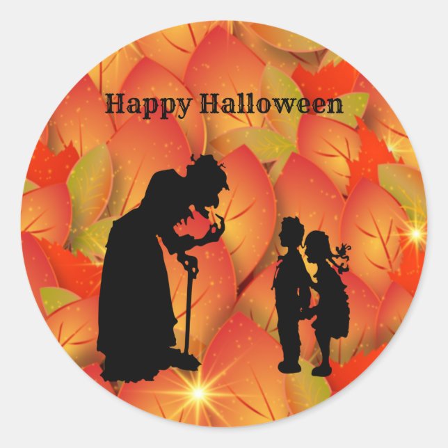Scary Witch Halloween Classic Round Sticker (Front)
