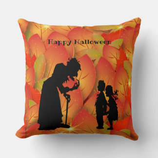 Scary Witch Halloween Throw Pillow