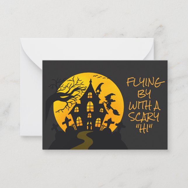 Scary Witch Haunted House Halloween Classroom  Note Card (Front)