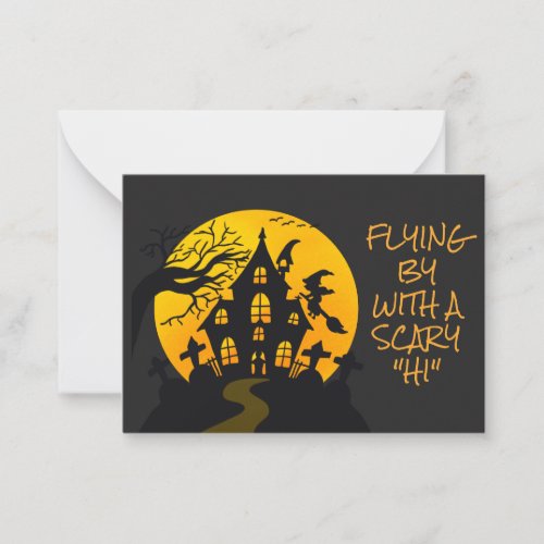 Scary Witch Haunted House Halloween Classroom  Note Card