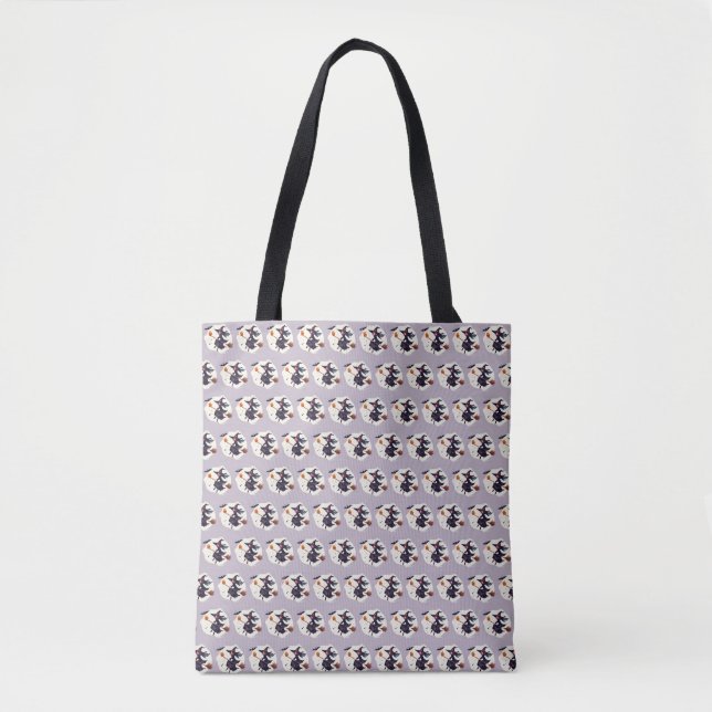 Scary Witch Purple Halloween Tote Bag (Front)