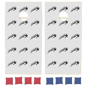 Scary witch Silhouette riding Thunder_Cove Cornhole Set