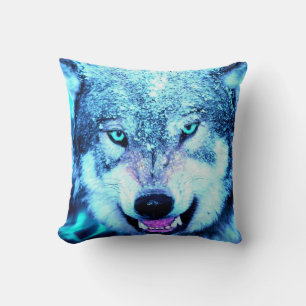 Scary wolf throw pillow
