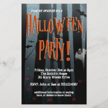 Scary Woods Halloween Party Flyer by pixiestick at Zazzle