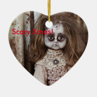 Scary Xmas Doll. Ceramic Ornament