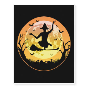 Scary Yoga Witch Creepy Moon Halloween Gifts Temporary Tattoos